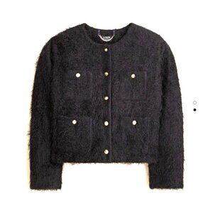 NWT J.Crew Collection Lady Jacket in Black Brushed Wool Blend 16 $348